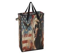 Narrow Laundry Hamper with Handles Laundry Basket Stand up Boys and Girls Clothes Basket for Dorm Usa Presidents Day Flag & Lady Liberty
