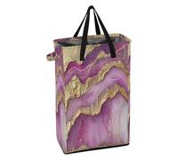 Narrow Laundry Hamper with Handles Laundry Baskets Foldable Boys Dirty Clothes Hamper for Bedroom Marble Neutral Hot Pastel