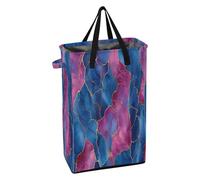 Narrow Laundry Hamper with Handles Laundry Room Baskets Stand up Teen Girl Dirty Clothes Hamper for College Marble Royal Blue Hot Pastel