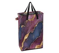 Narrow Laundry Hamper with Sturdy Handle Laundry Room Baskets Freestanding Teen Girl Dirty Clothes Hamper for Dorm Marble Burgundy Navy Blue