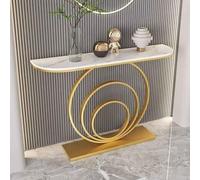 Narrow Long Entryway Table for Living Room, Modern Console Table Sofa Table with Geometric Metal Frame, Hallway Foyer Table for Entrance Living Room(White,100cm/39.4in)