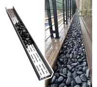 Narrow Long Linear Drain for Outside Concrete, Hidden Stainless Steel Drainage Trough Integrated Molding, Pool Driveway Yard Underground Trench Drain System(H10*W6.5CM/H3.94*W2.56IN)