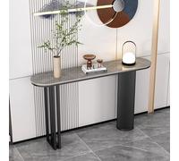 Narrow Luxe Console Table Nordic Slate Design with Black Iron Frame Entryway Accent Table for Hallway Living Room 100x30x80cm Gray Finish