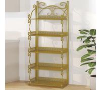 Narrow Metal Bookcase 3/4/5 Tier Folding rage Shelf No Assembly Required Portable Organizer for Home Office Bedroom & Living Room (111cm/43.7in)