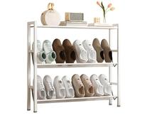 Narrow Metal Shoe Rack Modern Adjustable Shoe Storage Ideal for Entryways Hallways Closets & Bedrooms (White 800 x 150 x 700mm)