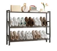 Narrow Metal Shoe Rack Modern Shoe nizer Adjustable Storage Shelf for Entryways Hallways Closets & Bedrooms - Black 1000 x 150 x 700mm