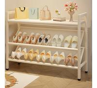 Narrow Metal Shoe Rack Modern Tilted Shoe with Top Shelf Space Saving Shoe Storage for Behind Doors Entrances Hallways Closets & Bedrooms (White 50cm x 19cm x H)