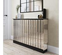 Narrow Mirrored Radiator Cover with Black Detail - 124cm - Sophia