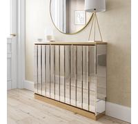 Narrow Mirrored Radiator Cover with Gold Detail - 111cm - Sophia