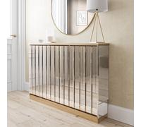 Narrow Mirrored Radiator Cover with Gold Detail - 124cm - Sophia