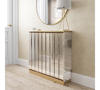 Narrow Mirrored Radiator Cover with Gold Detail - 78cm - Sophia