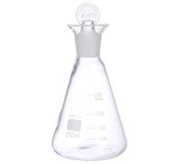 Narrow-mouth Borosilicate Glass Flask 250ml with Stopper and Scale | Graduations, Solid Base, Reusable for Liquid Samples, Beer Preparations, Factories and Labs Random Style