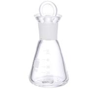 Narrow-mouth Experiment Glass Flask 50ml Borosilicate for Lab Use | White Scale, Ground Stopper, Stable Base, Precise Measuring for Research Laboratory Samples and Education