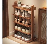 Narrow MultiColor Wood Shoe Cabinet nizer Removable Shelf Shoe Rack Stylish Entryway Storage Solution for Landing Shoes Walnut Finish SpaceSaving Design (20.5"x31.5")