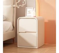 Narrow Nightstand, Modern Minimalist Bedside Table, Two-Drawer Storage Side Full-Floor Standing End Table for Bedroom, Living Room(White,9.8in)