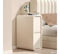 Narrow Nightstand, Modern Minimalist Bedside Table with 2 Drawer Storage, Leather Surface for Small Spaces, Ideal for Bedroom or Living Room