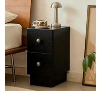 Narrow Nightstand,Solid Wood Vintage Bedside Table with 2 Drawers,Minimalist Side Table with Spherical Handles for Bedroom and Small Spaces