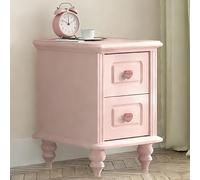 Narrow Nightstand Table with 2 Drawers Solid Wood Bedside Table for Bedroom Kids' Room College Dorm HeartShaped Handle SpaceSaving Side End Table (25x38x53cm/10x15x21in)