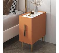 Narrow Nightstand with 2 Drawers - Modern Minimalist Bedside Table for Small Spaces Slim Sofa Table for Bedroom Living Room Bathroom Balcony - Large Orange Design