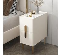 Narrow Nightstand with 2 Drawers - Slim Modern Minimalist Bedside Table for Small Spaces Compact Sofa Table for Living Room Bedroom Bathroom Balcony - Bianco X-Small Size