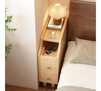 Narrow Nightstand with Drawers Solid Wood Bedside Table Slim Side End for Living Room Bedroom