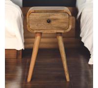 Narrow Nightstand with Mango Wood, Mini Bedside Table with Single Drawer, Oak-ish Finish for Bedroom Display & Storage, 30L x 30W x 49H cm, Brown Aosom UK