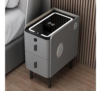 Narrow Nightstand with Storage Drawer, Smart LED Bedside End Table, Small Nightstand for Bedroom