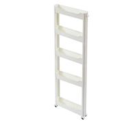 Narrow Portable Storage Organizer - Slim Rolling Cart with 3/4/5 Tiers for Bathroom and Living Room - Sturdy Shelves for Shower Supplies and Storage