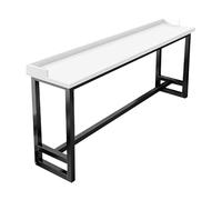 Narrow Pub Height Dining Table 47.2"x11.8" White High Top Table with Metal Base for Small Spaces Ideal for Living Room Kitchen Coffee Shop and Dining Room.