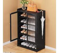 Narrow Rattan Shoe Cabinet 7 Tier Wooden Shoe Rack nizer Stylish Entryway Storage Space Saving Tipper for Hallway & Bedroom Perfect for Small Spaces