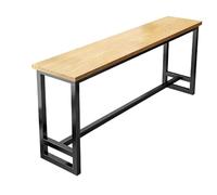 Narrow Rectangular Pub Table, Counter Height Dining Table with Sturdy Metal Base, Space Saving Sofa Table for Kitchen Cafe Living Room, Easy Assembly White Frame
