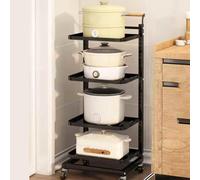 Narrow Rolling Cart Storage - White Kitchen Trolley with Swivel Design Corner Furniture Fruit Basket Black - 4 x 4 Boards for Easy nization