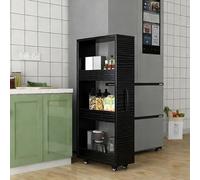 Narrow Rolling Cart with Wheels 3-Tier Kitchen & Bathroom nizer Space-Saving Serving Trolley for Small Spaces Pantry Storage Black A (21.6" x 7.8" x 47.2")
