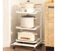 Narrow Rolling Kitchen Cart - White Sliding Storage Cabinet with 3 Boards Fruit Basket nizer for Kitchen Space-Saving Utility Trolley for Home and Cooking
