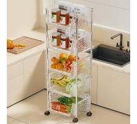 Narrow Rolling Storage Cart, 4-Tier Clear Acrylic Shelving Unit with Wheels, Mobile nizer for Kitchen & Pantry, Space-Saving Storage Solution