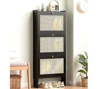 Narrow Shoe Cabinet for Entryway Hallway, Modern Slim Shoe Storage Cabinet with Flip Down Doors,Freestanding Shoe Rack Organizer for Sneakers, High Heels, Slippers(50x17x120cm(20x7x47inch), Black)