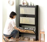 Narrow Shoe Cabinet for Entryway & Hallway Modern Slim Storage nizer with Flip Doors Independent Shoe Rack for Sneakers High Heels Slippers - Space-Saving Design