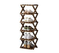 Narrow Shoe Rack - 10-Tier Foldable Wooden Shoefor Entryway Hallway Bedroom - Space-Saving Design (Brown Size: 26x26x88 cm)