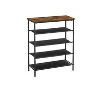 Narrow Shoe Rack with Fabric Shelves, 5 Tier (75W x 91H cm)
