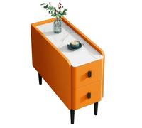 Narrow Side Table for Living Room, 30x80x60cm Sofa Storage Cabinet with 2 Drawers, Slim Crevice Design, Modern Sideboard for Small Spaces, Stylish Cactus Décor