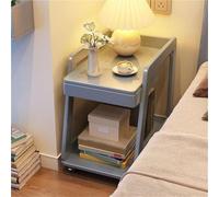 Narrow Side Table for Smals Mon 2Tier Rolling End Table with Wheels Sofa Side Table for Living Room or Bedroom (Blue)