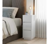 Narrow Side Table, Slim End Table with 2 Drawers, 1 Open Compartment, Cloud White / 1