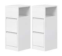 Narrow Side Table, Slim End Table with 2 Drawers, 1 Open Compartment, Cloud White1 / 2