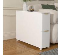 Narrow Side Table With 2 Drawer Storage Compact End Table Space Saving Sofa Table No Assembly Needed HeavyDuty Multifunctional Furniture For Living Room/Bedroom(White30x90x60cm)
