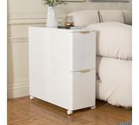 Narrow Side Table With 2 Drawer Storage Compact End Table Space Saving Sofa Table No Assembly Needed HeavyDuty Multifunctional Furniture For Living Room/Bedroom(White30x90x60cm)