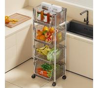Narrow Slim Rolling Storage Cart Clear 4 5 Tier nizer Shelf with Open Spaces Mobile Acrylic Shelves on Rolling Wheels for Kitchen & Pantry Storage Solutions