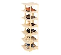 Narrow Small Shoe Rack 7 Tier Stackable Plastic Shoe for Entryway Bathroom Living Room Balcony Tall White Storage Solution (Height 103cm)