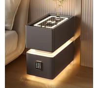 Narrow Smart Bedside Table with USB Charging Port & Wireless ChargerLight Storage Drawer Password Lock Modern Nightstand 35cm WPerfect for Minimalist Bedrooms