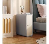 Narrow Sofa Side Table|Minimalist Slim Bedside End Table with 2 Drawers|Microfiber Leather Nightstand Wood Bedroom Furniture for Small Spaces of(Size:20cm,Color:D)