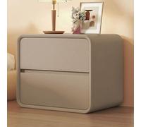Narrow Solid Wood Bedside Table with Leather Finish Easy to Assemble Floor Standing Design Perfect for Bedroom Living Room or Dorm (Khaki 45cm)